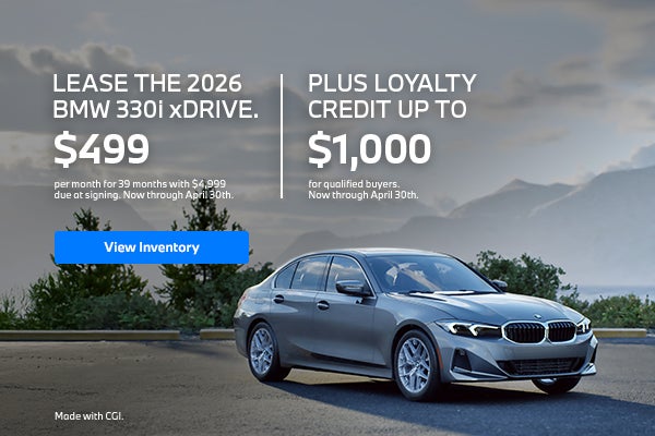 2026 330i lease starting at $499 per month for 39 months